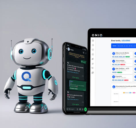 Banner principal com o mascote da Omiq