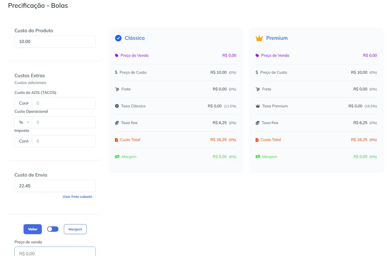 Calculadora de Preços - OMIQ