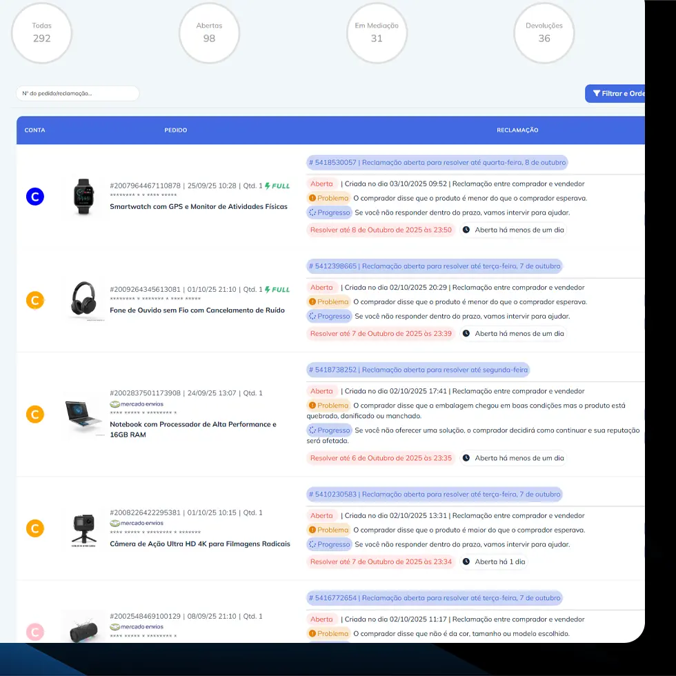 Centralize reclamações e devoluções